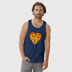 Майка мужская хлопок Сердечная пицца, цвет: тёмно-синий — фото 2