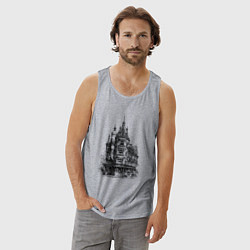 Майка мужская хлопок Старинный дом, цвет: меланж — фото 2