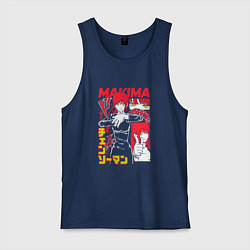 Майка мужская хлопок Человек-бензопила - Makima, цвет: тёмно-синий