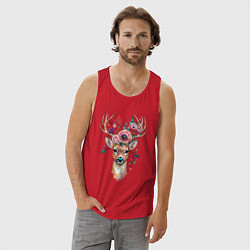 Майка мужская хлопок Лесной олень арт, цвет: красный — фото 2