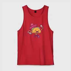 Майка мужская хлопок Забавный тако, цвет: красный