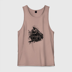 Майка мужская хлопок Прибытие паровоза, цвет: пыльно-розовый