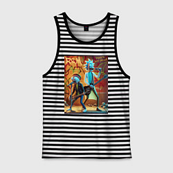 Майка мужская хлопок Punk rock - Rick and Morty, цвет: черная тельняшка