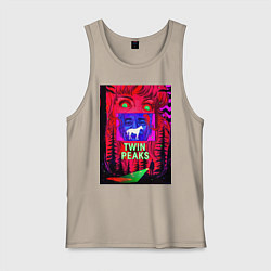 Майка мужская хлопок Загадка Лоры Палмер, цвет: миндальный