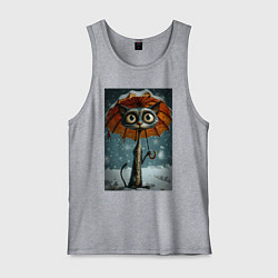 Майка мужская хлопок Уличный кот под мокром снегом, цвет: меланж