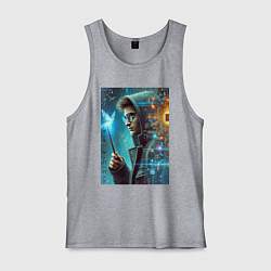 Майка мужская хлопок Гарри Поттер - киберпанк, цвет: меланж