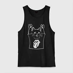 Майка мужская хлопок Rolling Stones - cat rock, цвет: черный