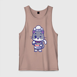 Майка мужская хлопок Котик на кухне, цвет: пыльно-розовый