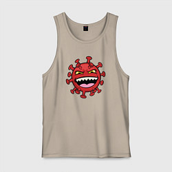 Майка мужская хлопок Смеющийся вирус, цвет: миндальный