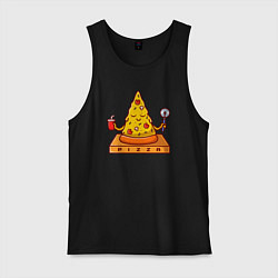 Майка мужская хлопок Pizza yoga, цвет: черный