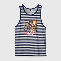 Майка мужская хлопок Гуйнайфэнь, цвет: синяя тельняшка