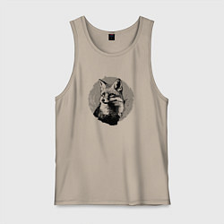 Майка мужская хлопок Очень хитрая лиса, цвет: миндальный