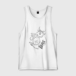 Майка мужская хлопок Телец зодиак, цвет: белый