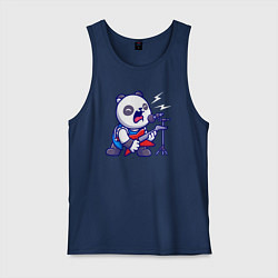 Майка мужская хлопок Панда рокер, цвет: тёмно-синий