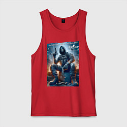 Майка мужская хлопок One shot one kill no luck just skill - motto, цвет: красный