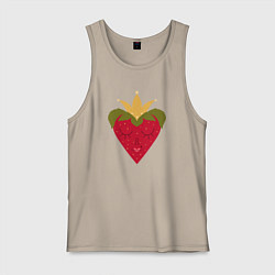 Майка мужская хлопок Сердечко-клубника, цвет: миндальный