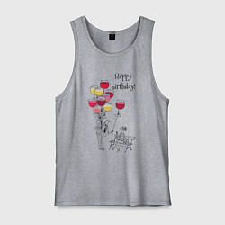 Майка мужская хлопок Happy Birthday air glasses, цвет: меланж
