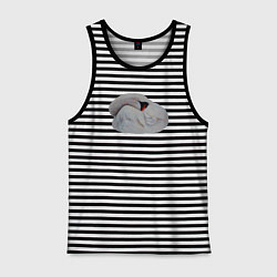 Майка мужская хлопок Спящий лебедь, цвет: черная тельняшка