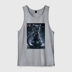 Майка мужская хлопок Кибер кисуля, цвет: меланж