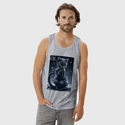 Майка мужская хлопок Кибер кисуля, цвет: меланж — фото 2