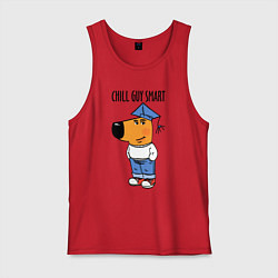 Майка мужская хлопок Chill guy smart, цвет: красный