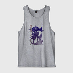 Майка мужская хлопок Рогатый воин-скелет, цвет: меланж