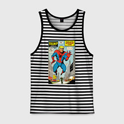 Майка мужская хлопок Spider-Trump - ai art fantasy, цвет: черная тельняшка