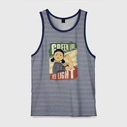 Майка мужская хлопок Зелёный и красный свет, цвет: синяя тельняшка