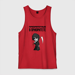 Майка мужская хлопок Приоритетные в приоритете мем смерть, цвет: красный