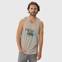 Майка мужская хлопок Мёртвые пиратики, цвет: миндальный — фото 2