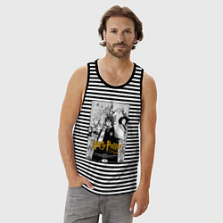 Майка мужская хлопок Гарри Поттер - философский камень, цвет: черная тельняшка — фото 2