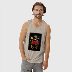 Майка мужская хлопок Нирвана рок группа, цвет: миндальный — фото 2