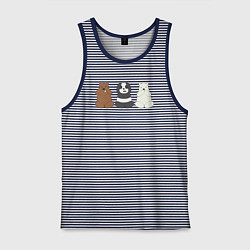 Майка мужская хлопок Три мишки, цвет: синяя тельняшка