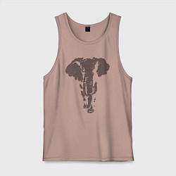 Майка мужская хлопок Африканский слон пуантель, цвет: пыльно-розовый