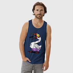 Майка мужская хлопок Гусь - кряк, цвет: тёмно-синий — фото 2