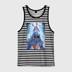 Майка мужская хлопок Зайка в гармонии с природой, цвет: черная тельняшка