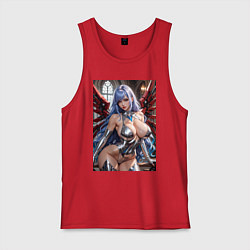 Майка мужская хлопок Девушка с кибернетическими крыльями, цвет: красный