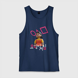 Майка мужская хлопок Игра в кальмара - кукла, цвет: тёмно-синий