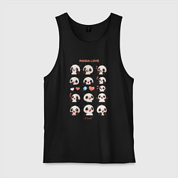 Майка мужская хлопок Панда и сердечки, цвет: черный