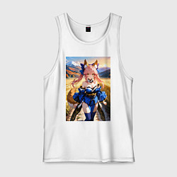 Майка мужская хлопок Лиса посреди живописного поля, цвет: белый