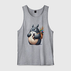 Майка мужская хлопок Totoro and black cat - anime, цвет: меланж