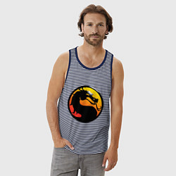 Майка мужская хлопок Mortal kombat logo, цвет: синяя тельняшка — фото 2