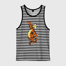 Майка мужская хлопок Винни пух - тигра, цвет: черная тельняшка