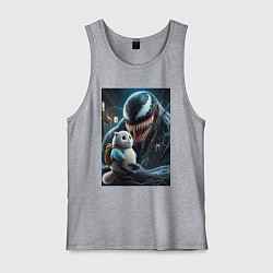 Майка мужская хлопок Venom and funny kitten with backpack, цвет: меланж