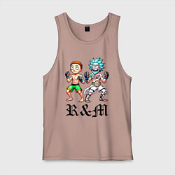 Майка мужская хлопок Rick and Morty - mixed martial arts, цвет: пыльно-розовый