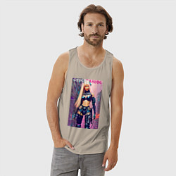 Майка мужская хлопок Cyber Barbie - ai art, цвет: миндальный — фото 2