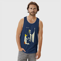 Майка мужская хлопок Девушка в круглой шляпе, цвет: тёмно-синий — фото 2