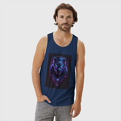 Майка мужская хлопок Маска Черной пантеры, цвет: тёмно-синий — фото 2