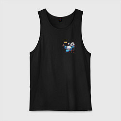 Майка мужская хлопок Панда с кружкой пива, цвет: черный