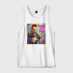 Майка мужская хлопок Homer Simpson - punks not dead, цвет: белый